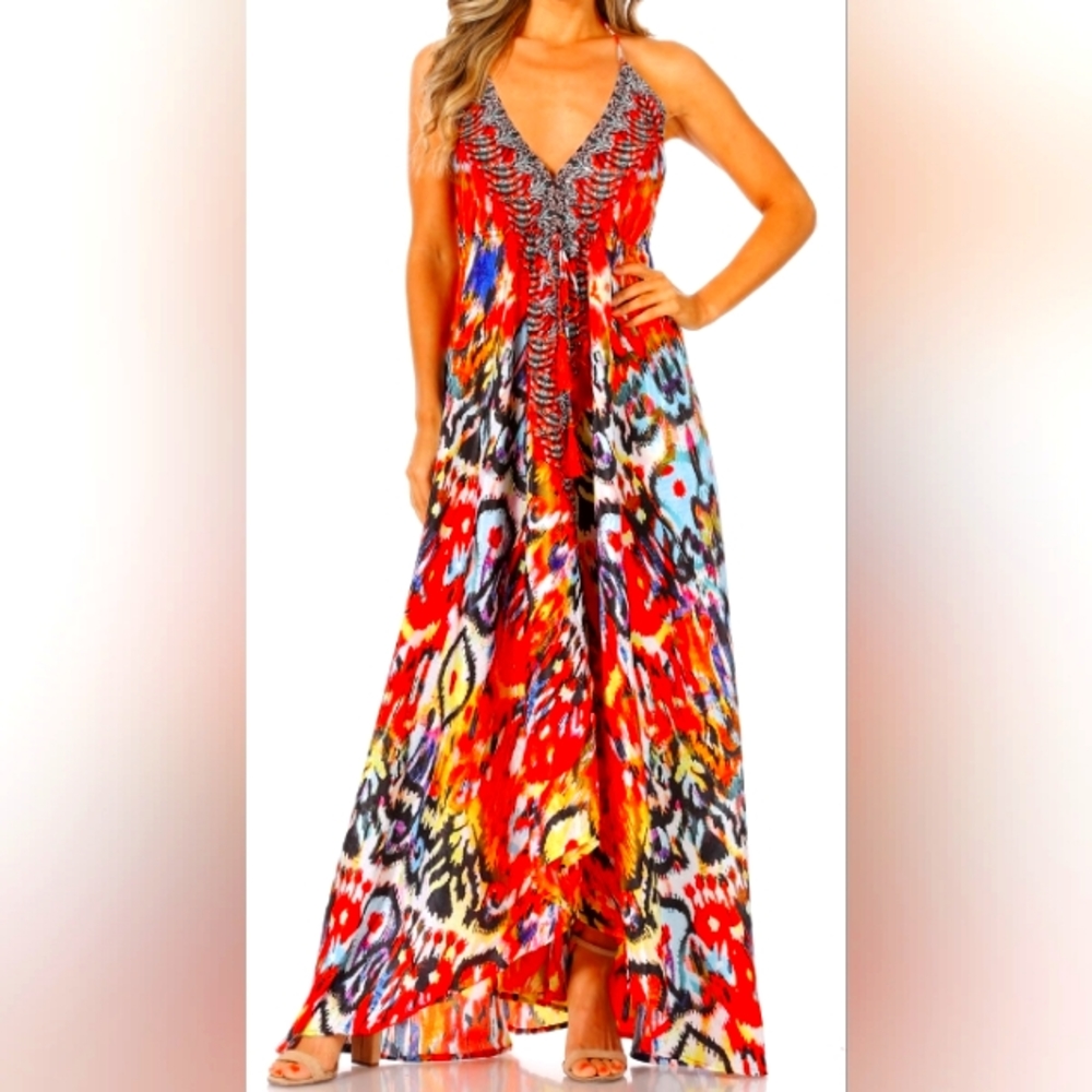 SAKKAS SILKY IKAT DRESS, SIZE 02, MEDIUM